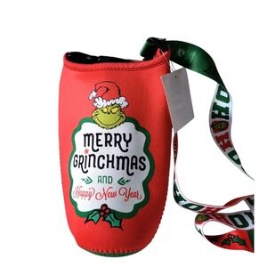 Merry Grinchmas Grinch Neoprene Insulated Water Bottle Carrier Crossbody Strap‎